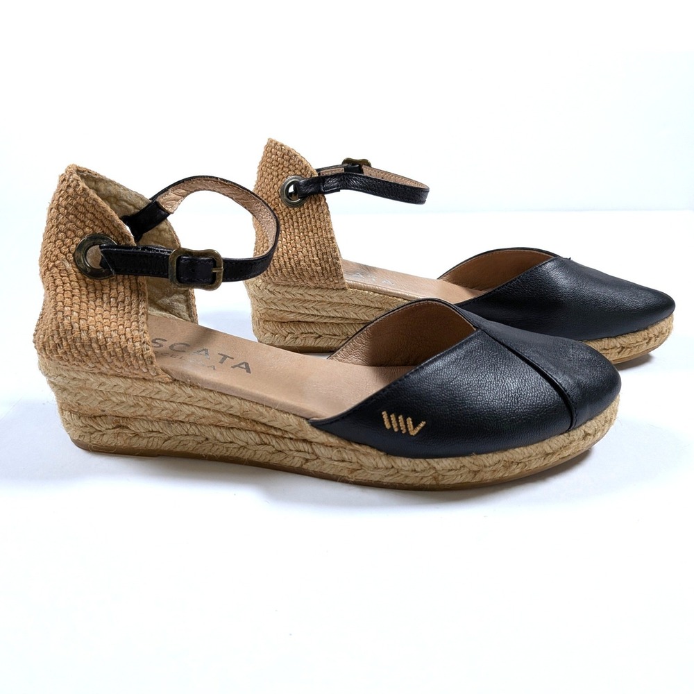 Viscata Barcelona Pubol Leather Espadrille Wedge Boho Vacation Sz EU 40 US 9